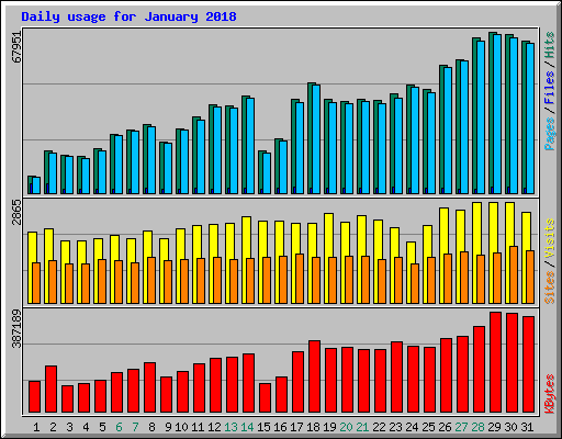 Daily usage for January 2018