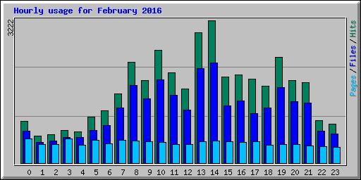 Hourly usage for February 2016